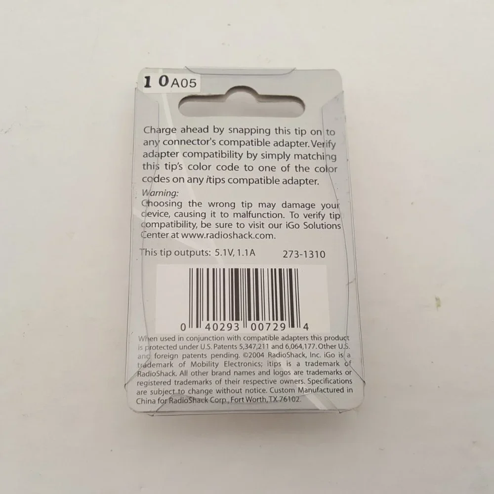 Radio Shack / itips Smart Connector | A00 REV 01 | 5.1V 1.1A Output